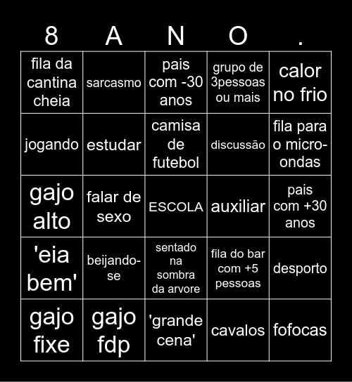 ESCOLA Bingo Card