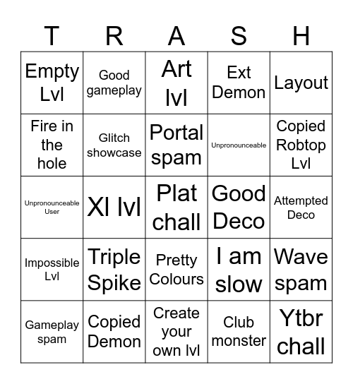 Recent tab bingo Card