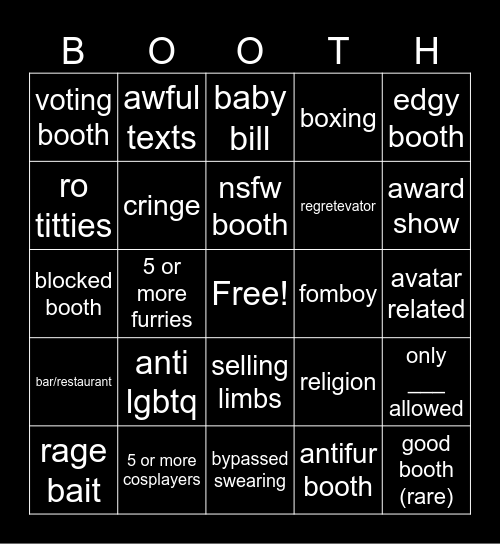 booth bingo Card