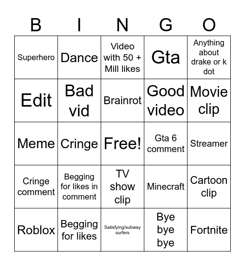 Untitled Bingo Card