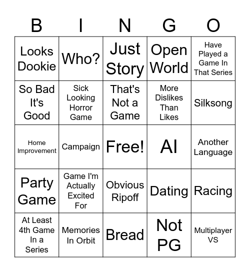 Gamescom Bingo Card