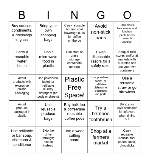 Plastic-Lite Challenge Bingo Card