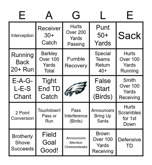 E-A-G-L-E-S EAGLES! Bingo Card