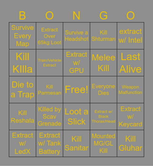 EFT-Bongo Bingo Card