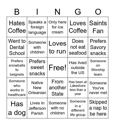 Lakeshore Ladies Bingo Card