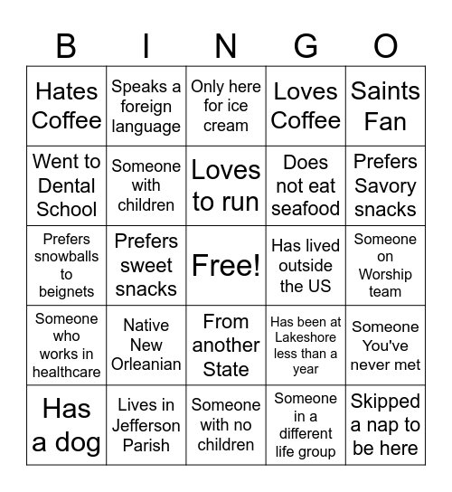 Lakeshore Ladies Bingo Card