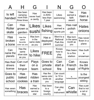 FIND SOMEONE WHO: Bingo Card