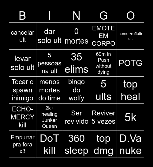 Overwatch 2 Bingo Card