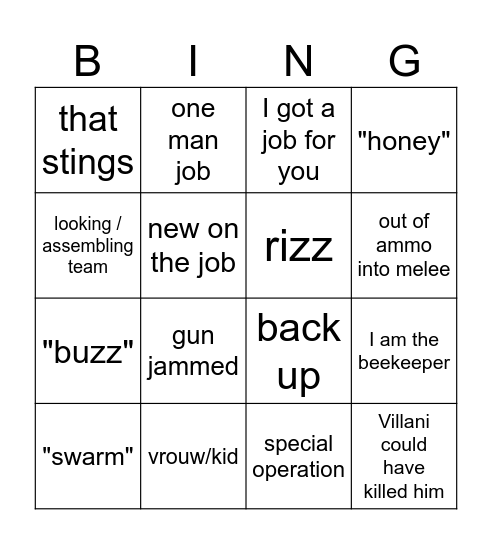 the beekeper jason tatatnum. Bingo Card