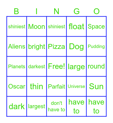 Space Bingo Card