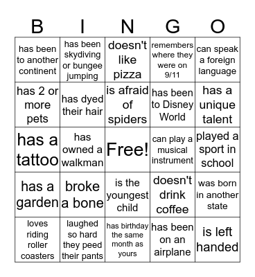 Find someone who  Bingo Card