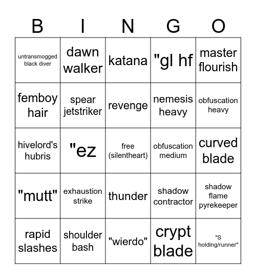 Chime bingo Card
