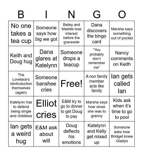 GG Service Bingo Card