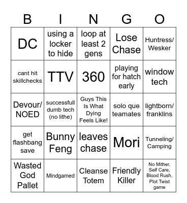 DBD Survivor Bingo Card