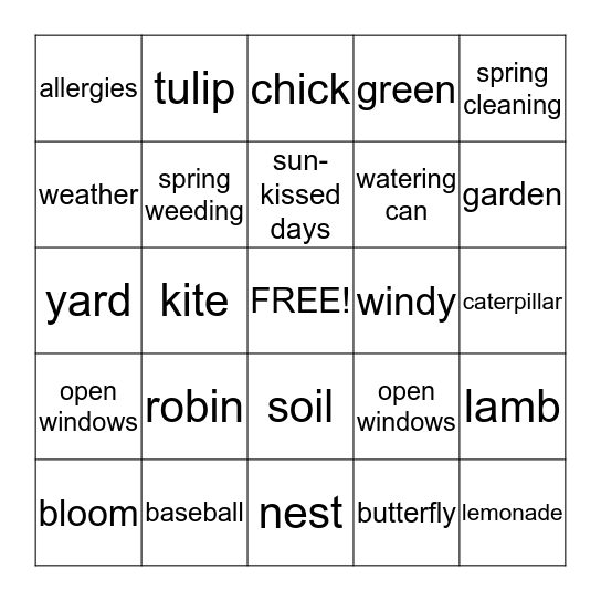 SPRING  BINGO Card
