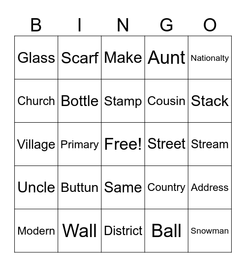 Untitled Bingo Card