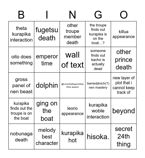 HXH RETURN 2024 Bingo Card