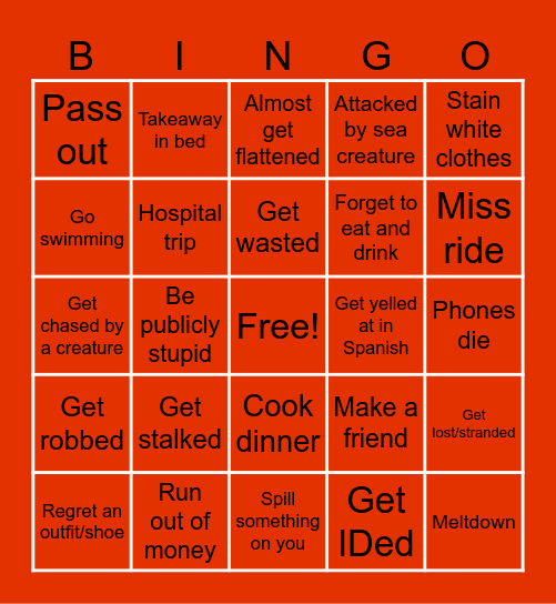 SPAIN Bingo Card