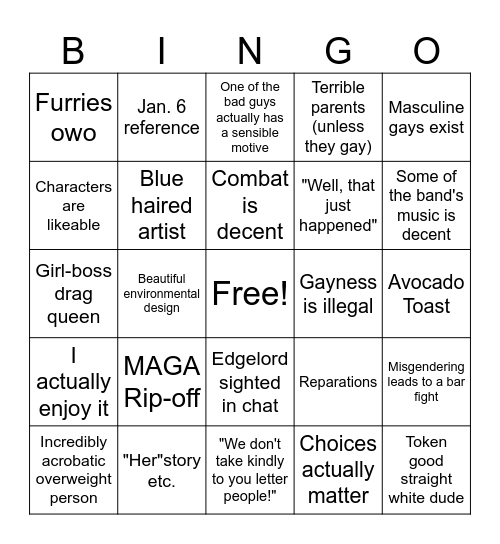 Dustborn Bingo Card