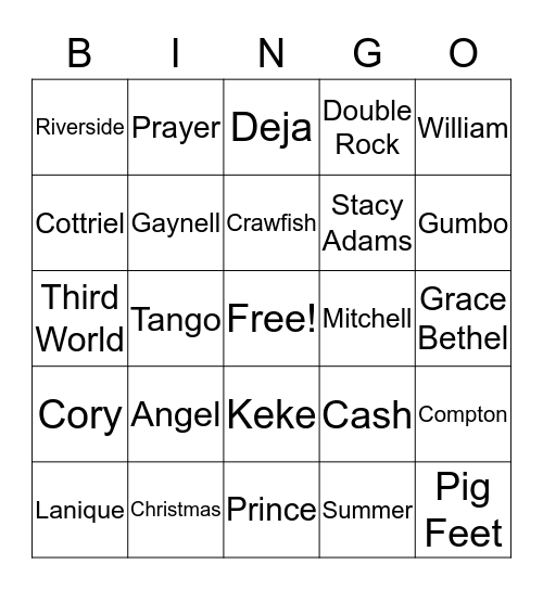 Breland Bingo Card