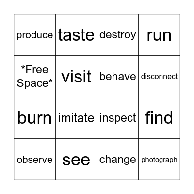 Vacation Bingo Card