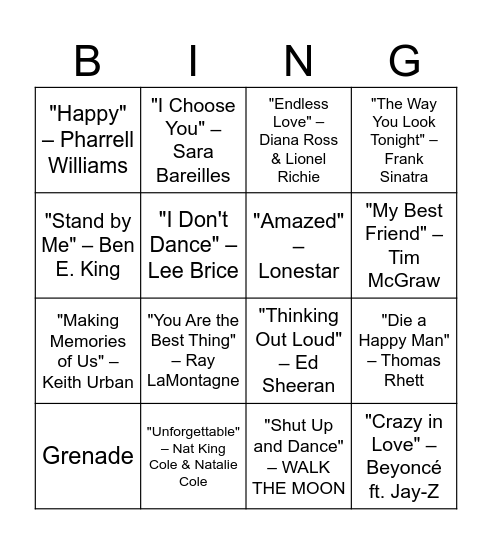 Muzikale bingo Card