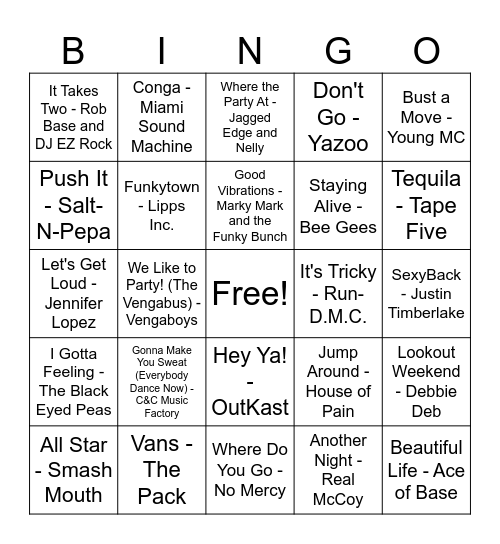 Music Bingo Jams Round #1 Bingo Card