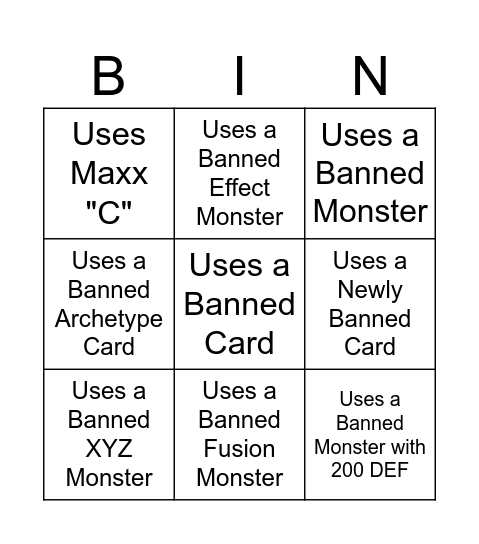 LCS 25 Incidents Bingo Card