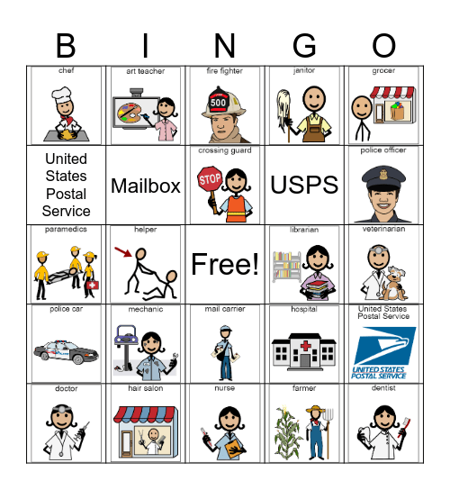 Community Helper Bingo Card
