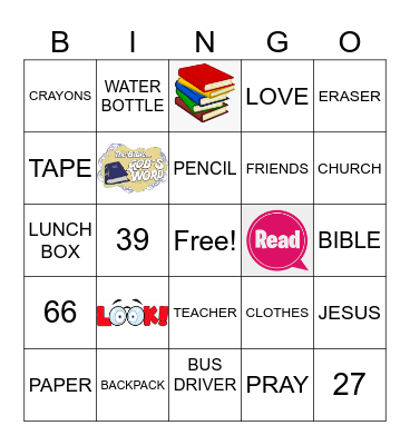 BACK TO SCHOOL Bingo Card