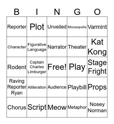 Kat Kong Bingo Card