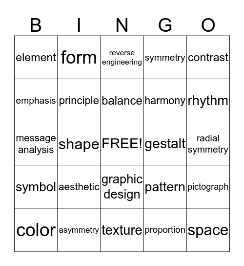 IED Unit 6 Vocab Bingo Card