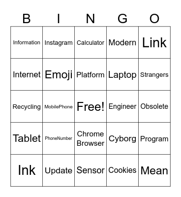 Technology Bingo Card