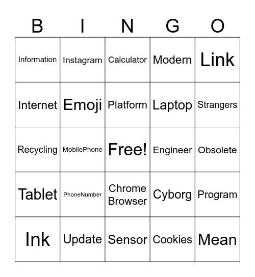 Technology Bingo Card