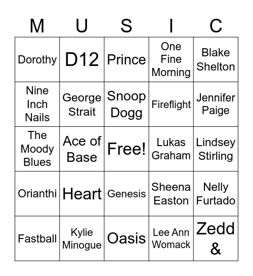 Music_08242024 Bingo Card