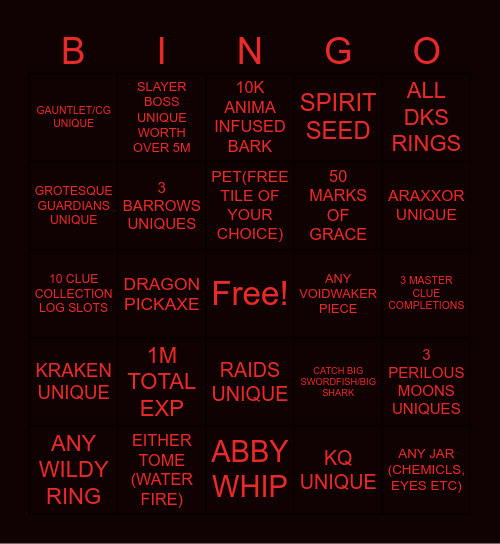 CLAN BINGO Card