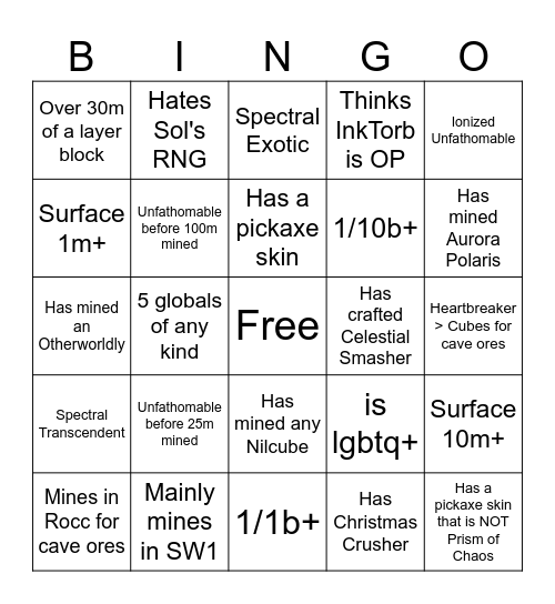 rex:r bingo Card