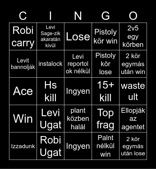 Csalorant Csingo Bingo Card