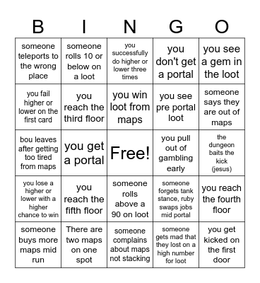 Sparks do maps Bingo Card
