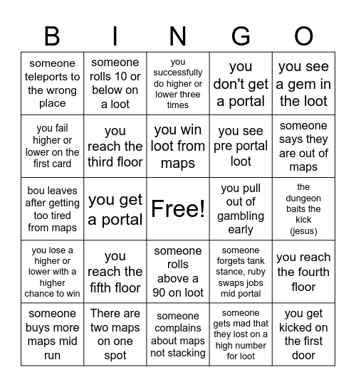 Sparks do maps Bingo Card