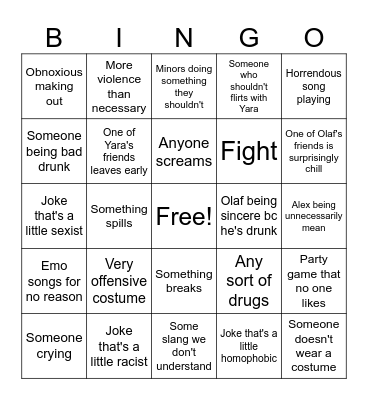 Olaf birthday bingo Card