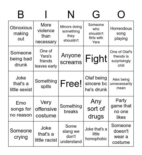 Olaf birthday bingo Card