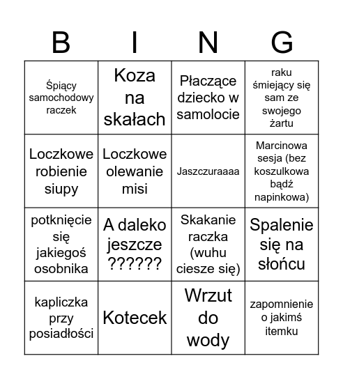 Ania Bingo Card