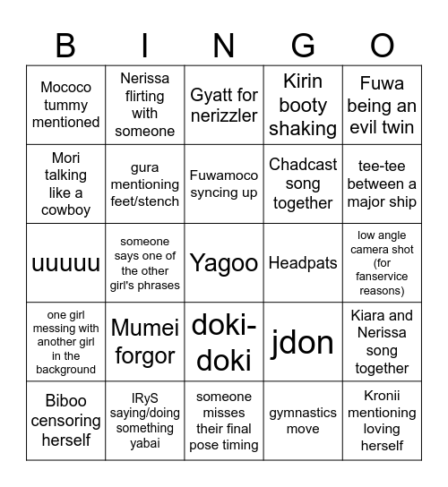 Breaking Dimensions Bingo Card