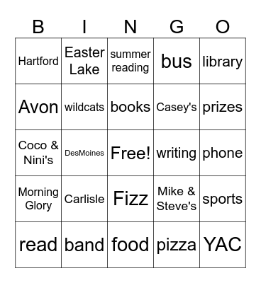 Carlisle Bingo Card