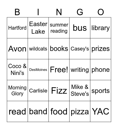 Carlisle Bingo Card