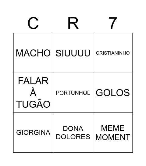 CR7 Bingo Card