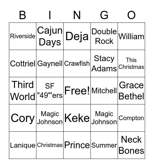 Breland Bingo Card