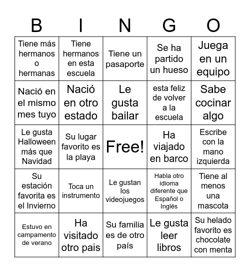 ENCUENTRA A ALGUIEN QUE..... Bingo Card