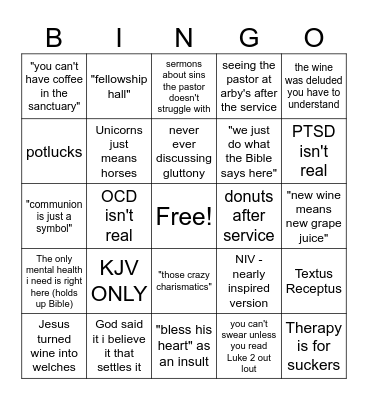 Baptist Bingo! Bingo Card